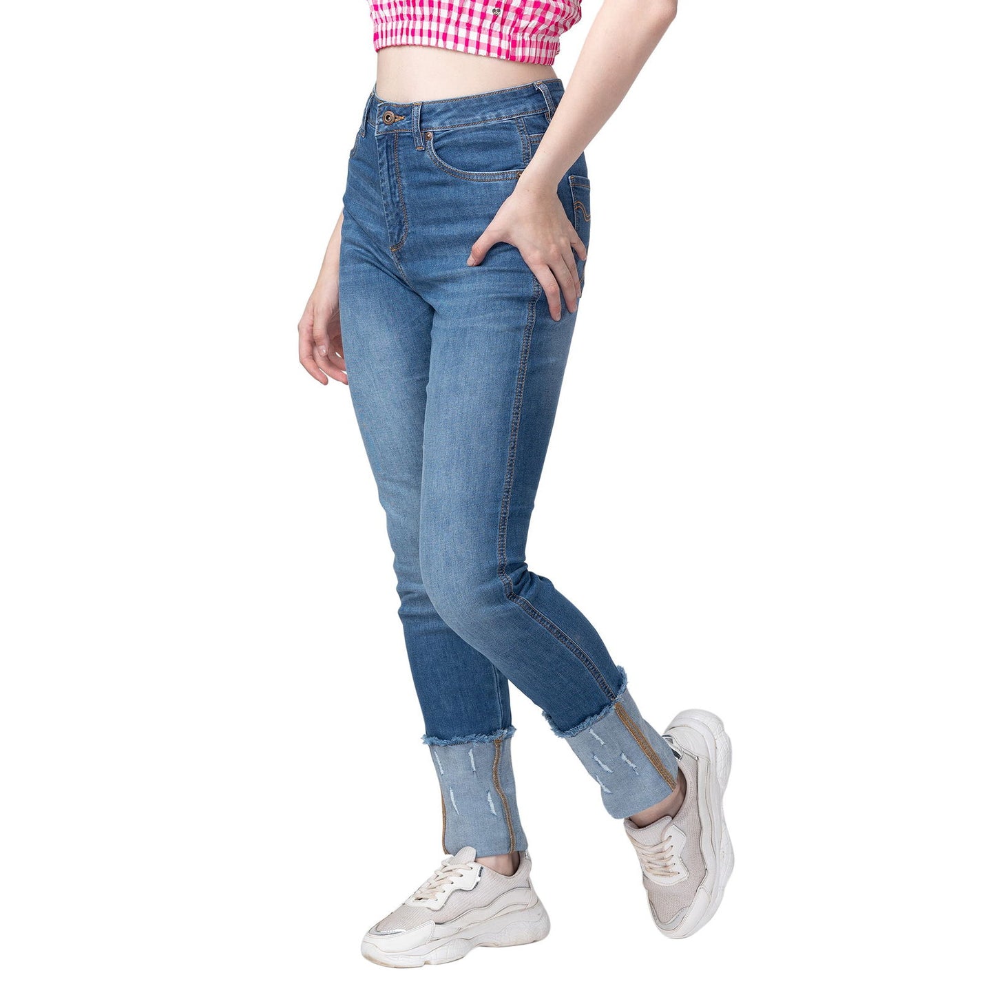 Being Human Women Straight Leg Fit Denim-Mid Blue Tone - beinghumanbd -