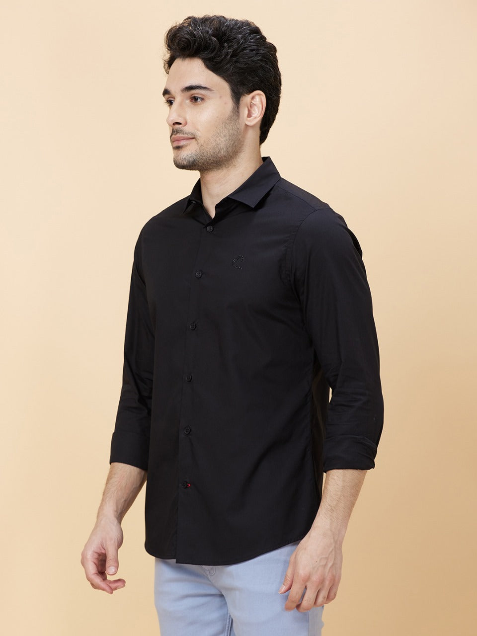 Being Human Men Slim Fit Shirts-Black