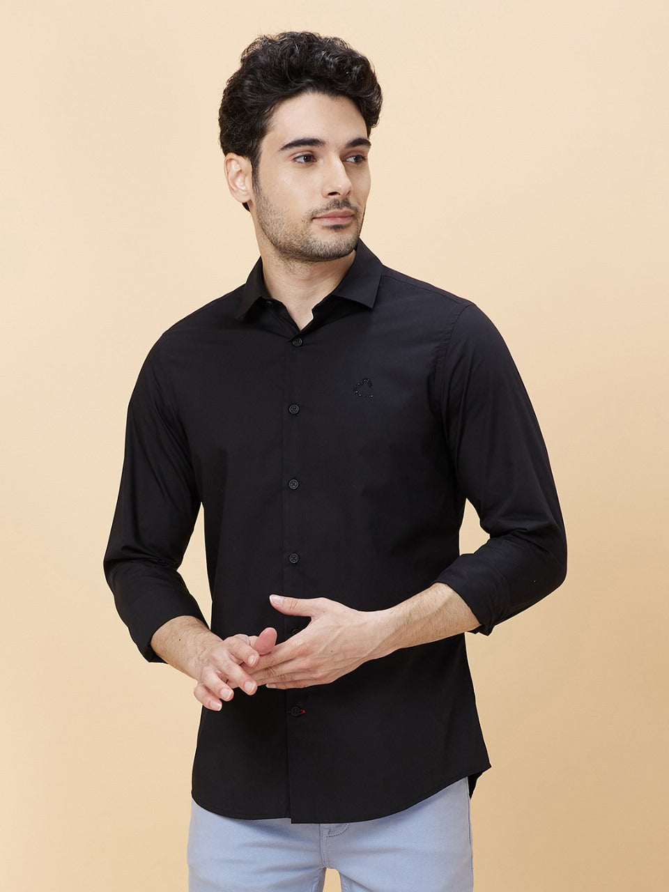 Being Human Men Slim Fit Shirts-Black