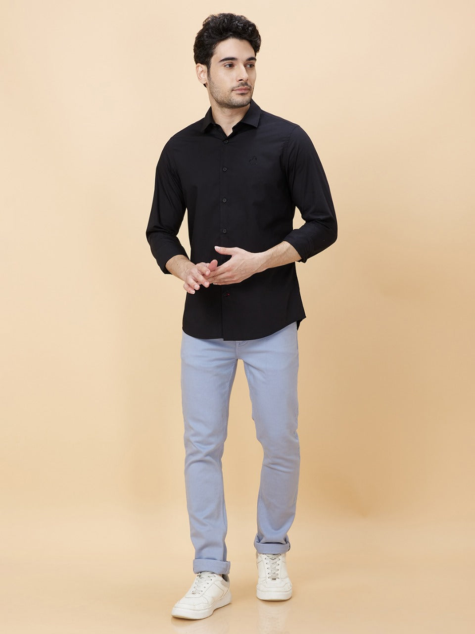 Being Human Men Slim Fit Shirts-Black