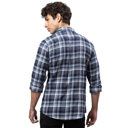 Being Human Slim Fit Men Collared Shirts-Navy