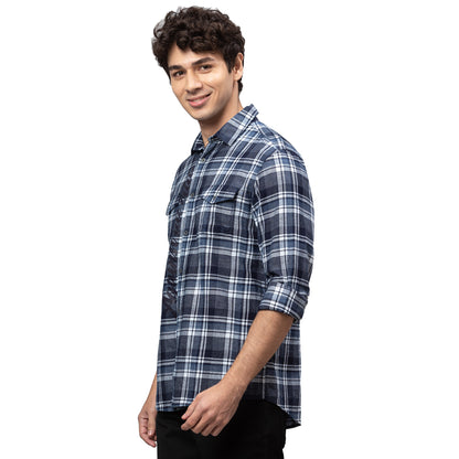Being Human Slim Fit Men Collared Shirts-Navy