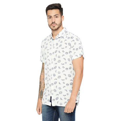 Being Human Slim Fit Men Collared Shirts-White