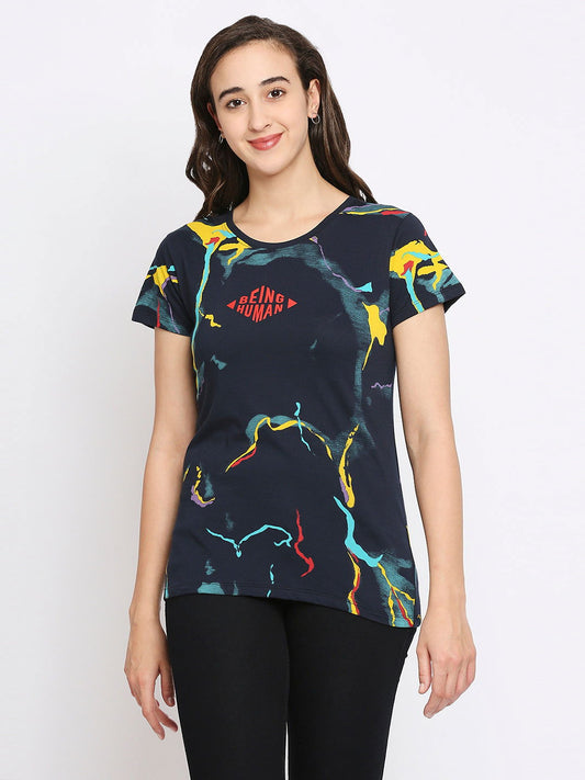 Being Human Easy Fit Women Crew Neck T-Shirts-Moonlight Ocean - beinghumanbd - 