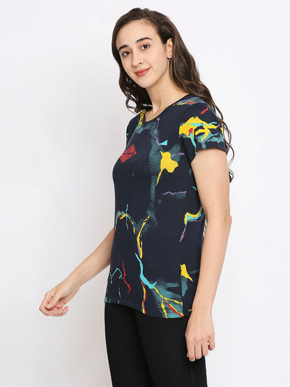 Being Human Easy Fit Women Crew Neck T-Shirts-Moonlight Ocean - beinghumanbd - 