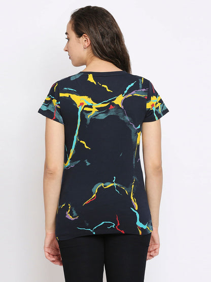 Being Human Easy Fit Women Crew Neck T-Shirts-Moonlight Ocean - beinghumanbd - 