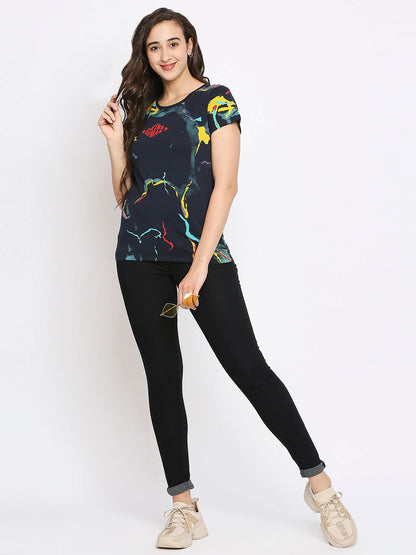 Being Human Easy Fit Women Crew Neck T-Shirts-Moonlight Ocean - beinghumanbd - 
