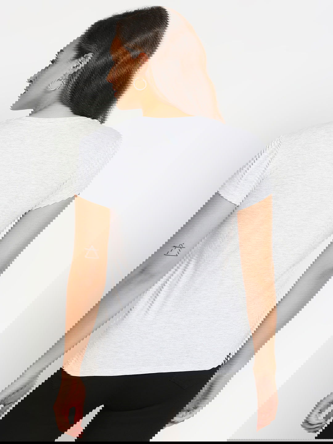 Being Human Easy Fit Women Crew Neck T-Shirts-Navy & Ecru Melange - beinghumanbd - 