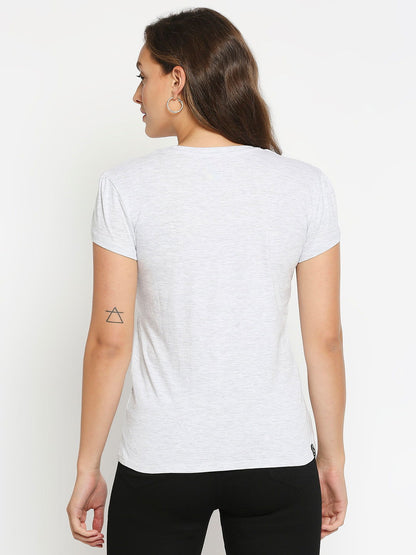 Being Human Easy Fit Women Crew Neck T-Shirts-Navy & Ecru Melange - beinghumanbd - 
