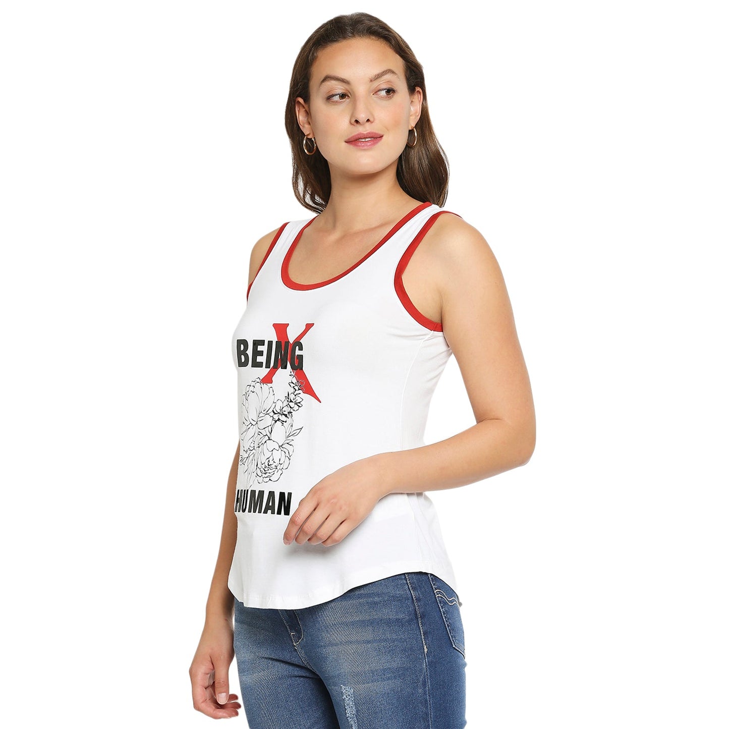 Being Human Easy Fit Women Crew Neck T-Shirts-White - beinghumanbd - 