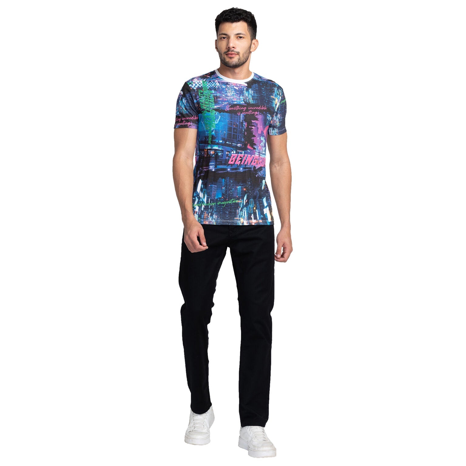 Being Human Men Cropped Fit Denim-Black Tone - beinghumanbd - 
