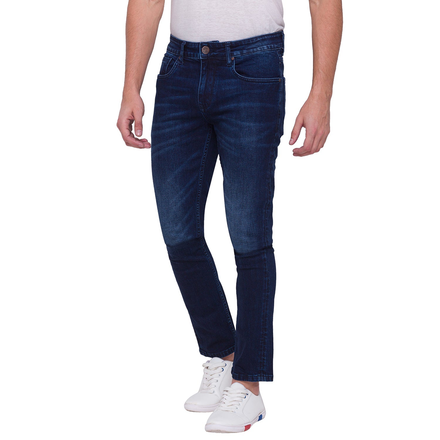 Being Human Men Cropped Fit Denim-Dark Tone - beinghumanbd - 