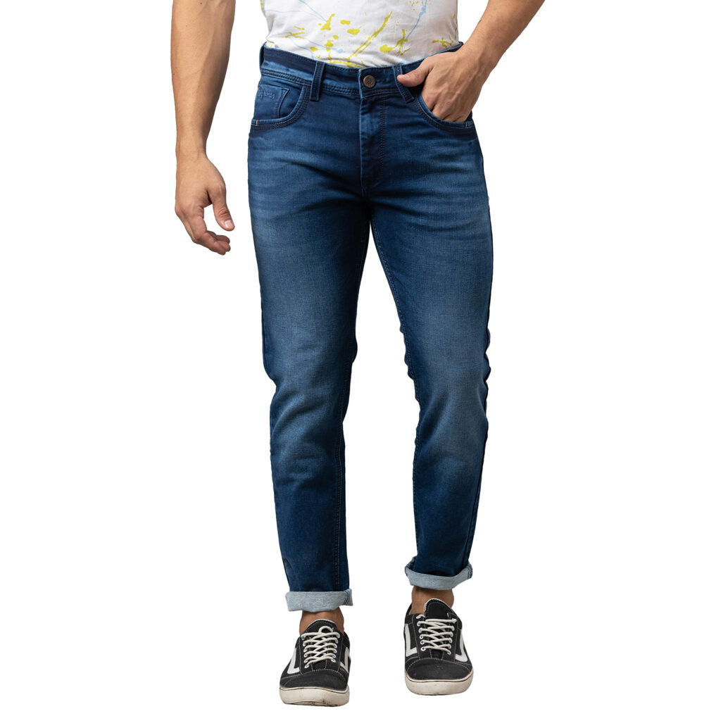 Being Human Men Cropped Fit Denim-Dark Tone - beinghumanbd - 