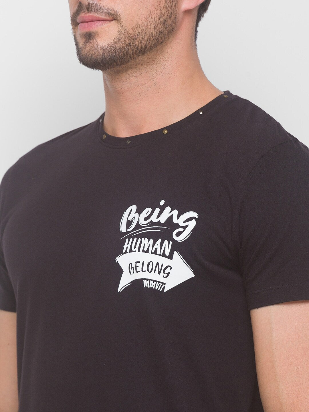 Being Human Men None T-Shirts-Black & Electric Magenta - beinghumanbd - 