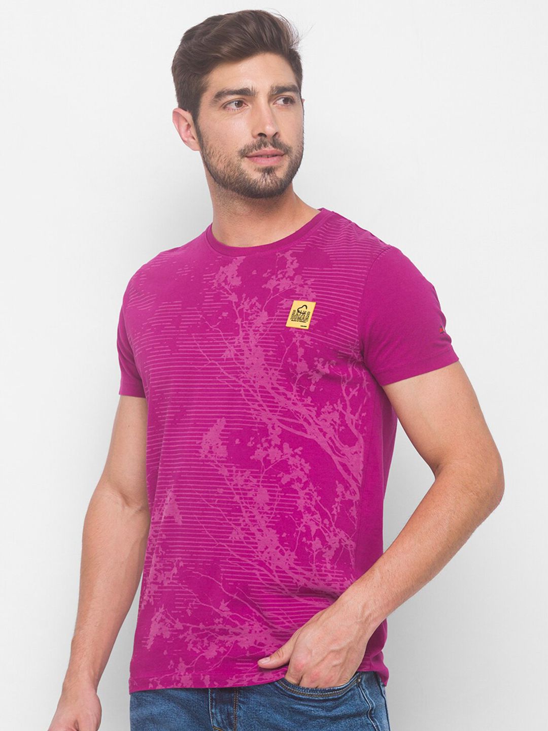 Being Human Men None T-Shirts-Fuchsia & Navy - beinghumanbd - 