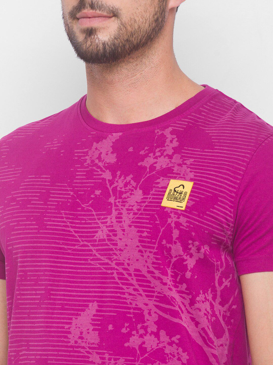 Being Human Men None T-Shirts-Fuchsia & Navy - beinghumanbd - 