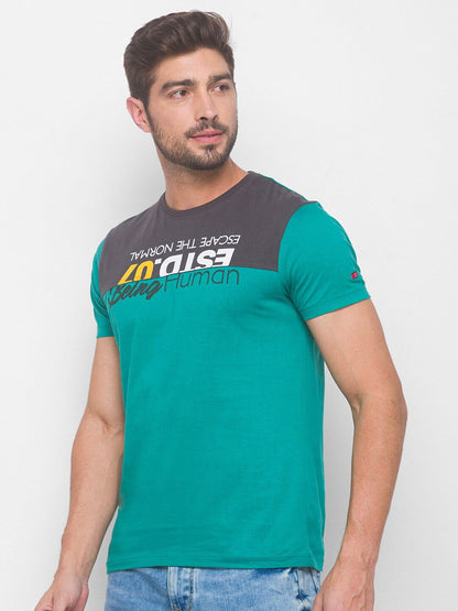 Being Human Men None T-Shirts-Green & White - beinghumanbd - 