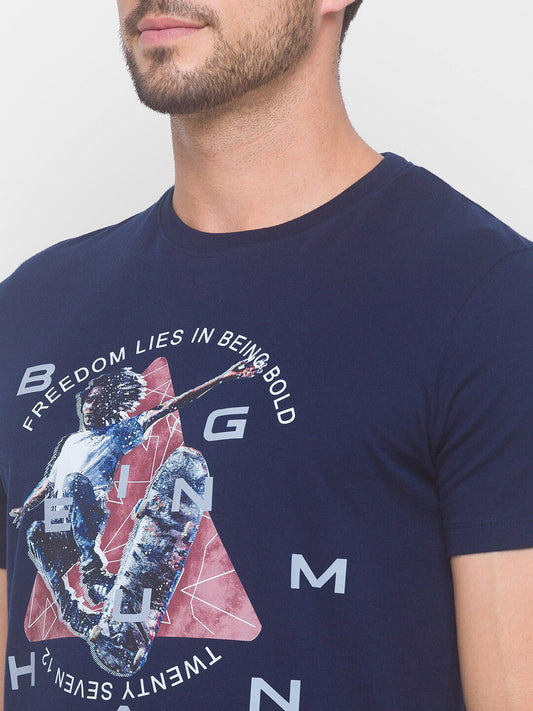 Being Human Men None T-Shirts-Navy & Pale Yellow - beinghumanbd - 