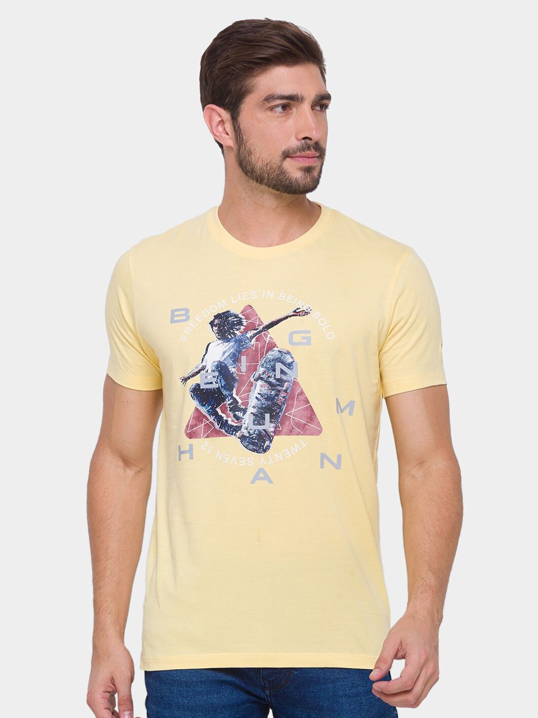 Being Human Men None T-Shirts-Navy & Pale Yellow - beinghumanbd - 