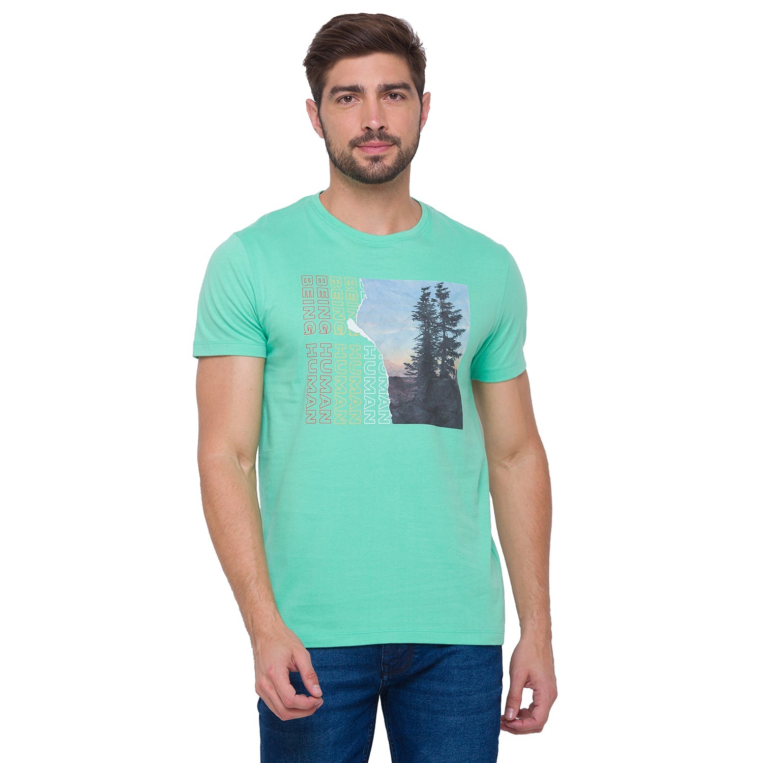 Being Human Men None T-Shirts-Ocean & Seafoam - beinghumanbd - 