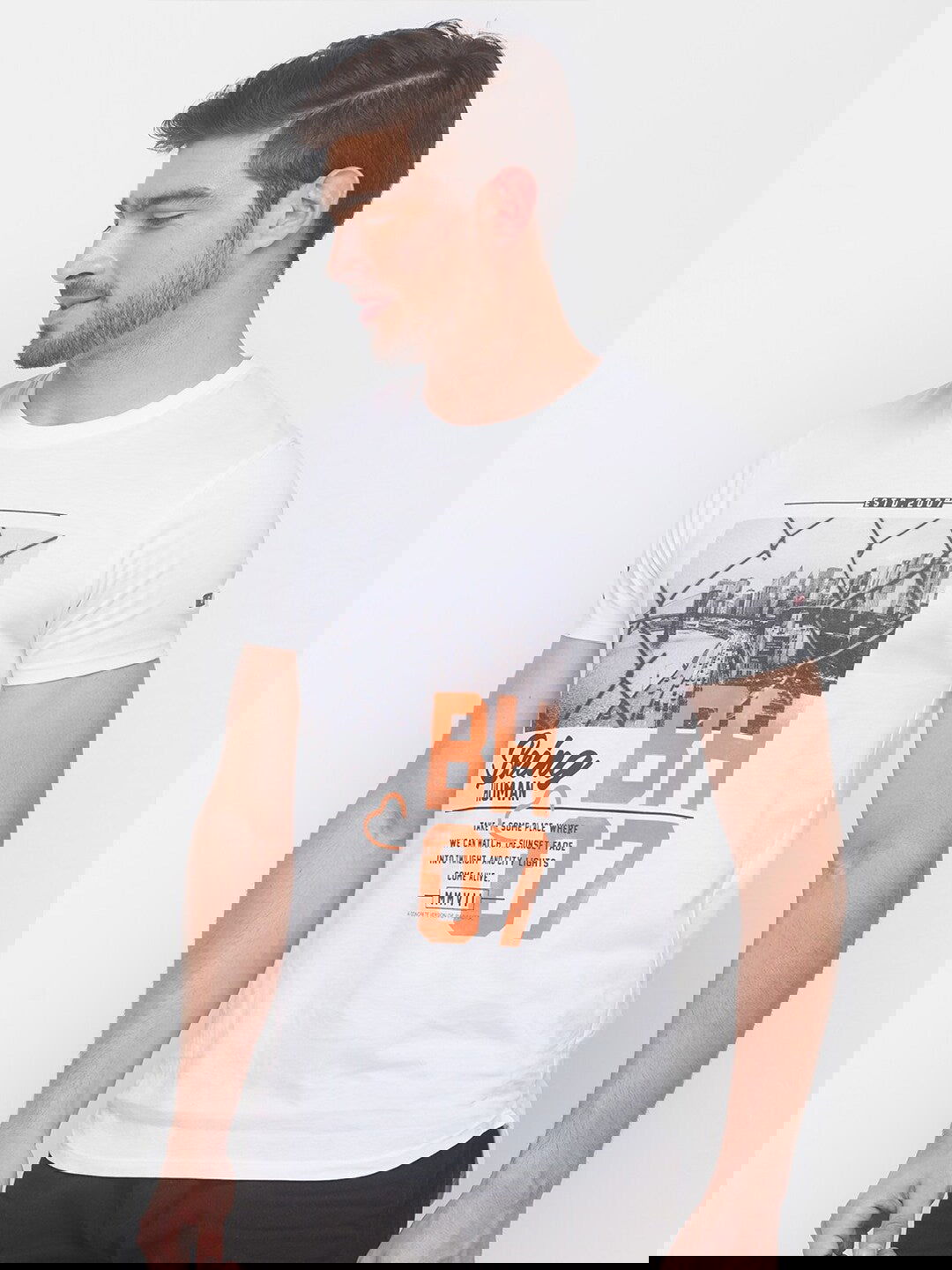 Being Human Men None T-Shirts-White & Scuba Blue - beinghumanbd - 