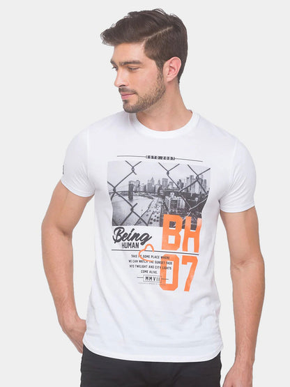Being Human Men None T-Shirts-White & Scuba Blue - beinghumanbd - 