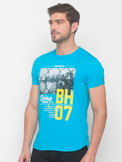 Being Human Men None T-Shirts-White & Scuba Blue - beinghumanbd - 