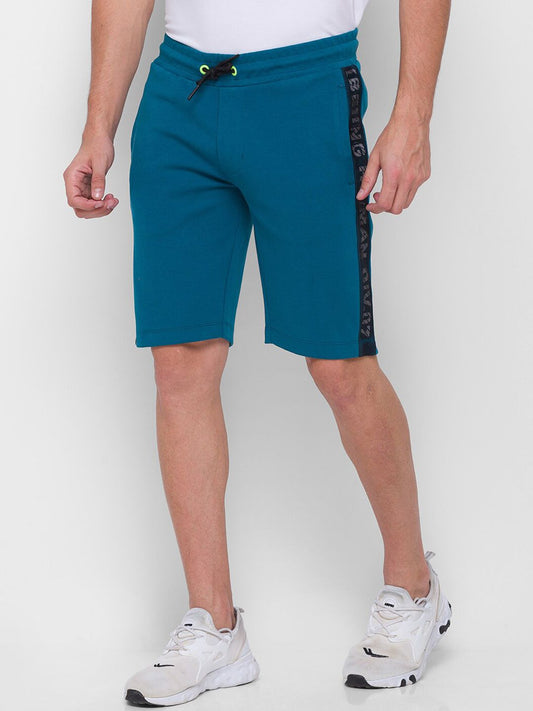 Being Human Men Regular Fit Shorts-Black & Ocean Blue - beinghumanbd - 