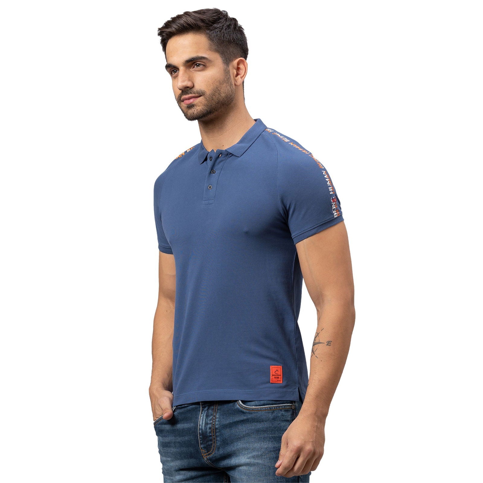 Being Human Men Regular Fit T-Shirts-Green & Ocean Blue - beinghumanbd - 