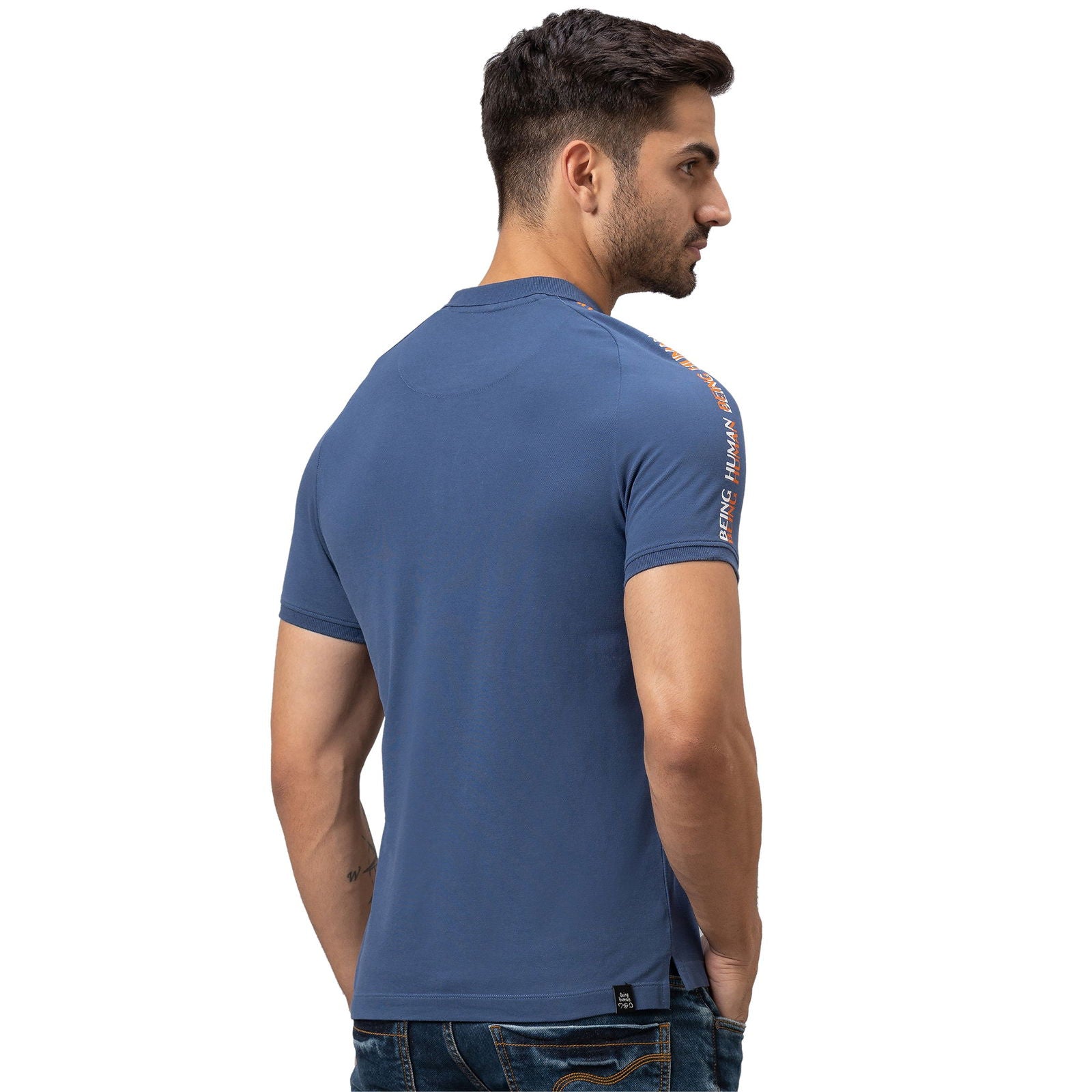 Being Human Men Regular Fit T-Shirts-Green & Ocean Blue - beinghumanbd - 