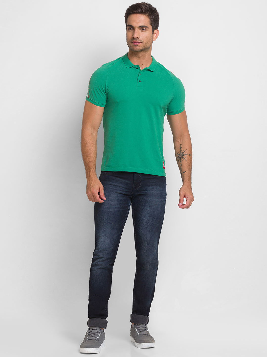 Being Human Men Regular Fit T-Shirts-Green & Ocean Blue - beinghumanbd - 