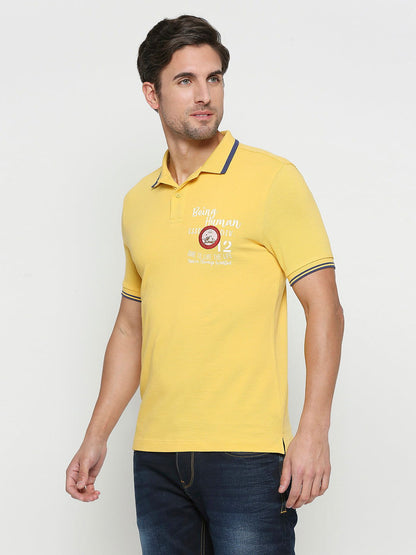 Being Human Men Regular Fit T-Shirts-Navy & Yellow - beinghumanbd - 