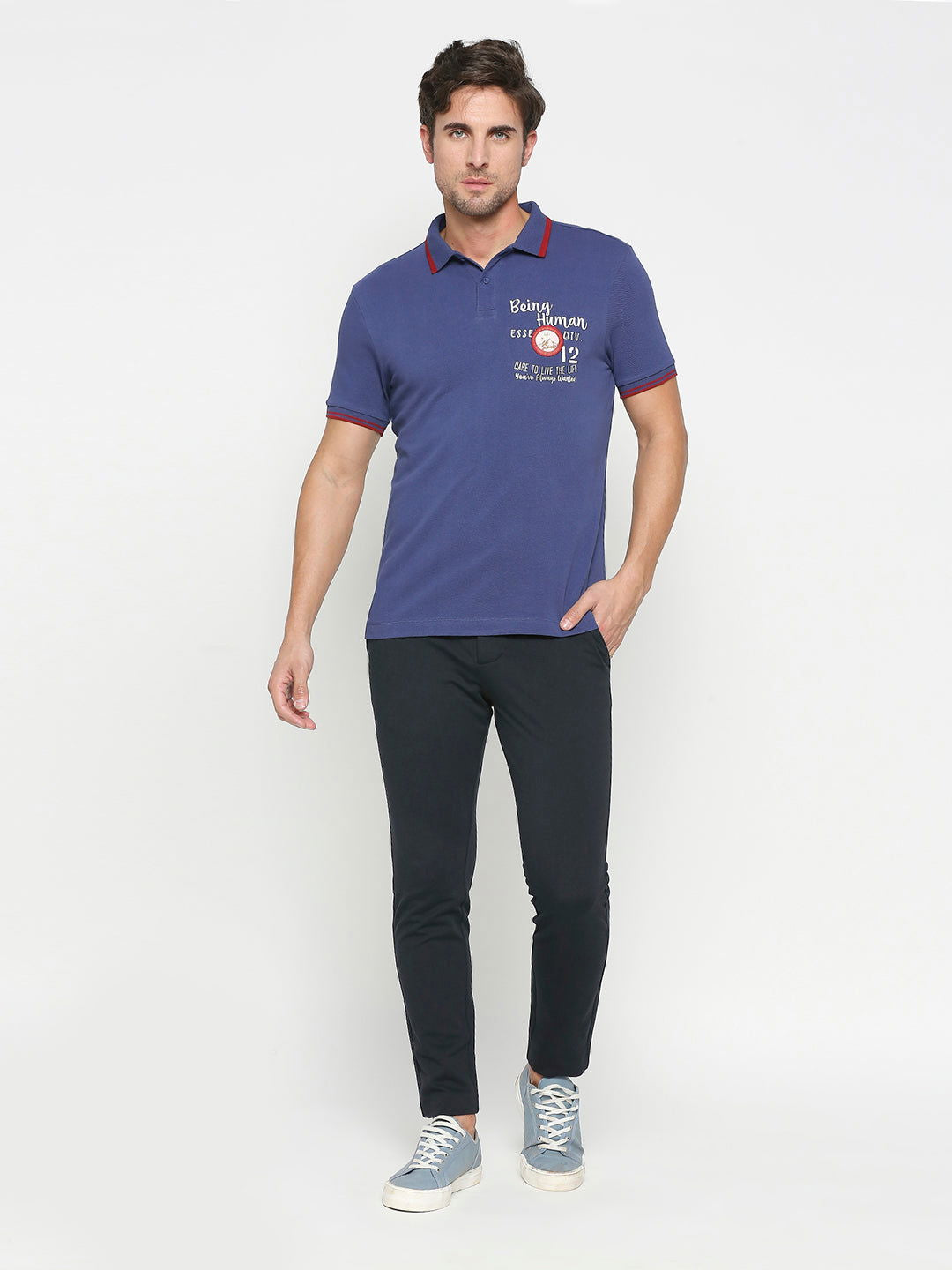 Being Human Men Regular Fit T-Shirts-Navy & Yellow - beinghumanbd - 
