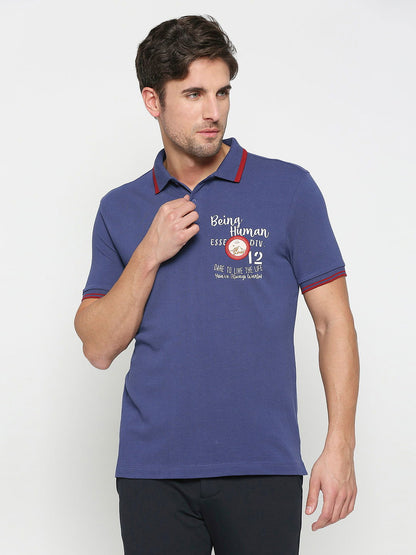 Being Human Men Regular Fit T-Shirts-Navy & Yellow - beinghumanbd - 