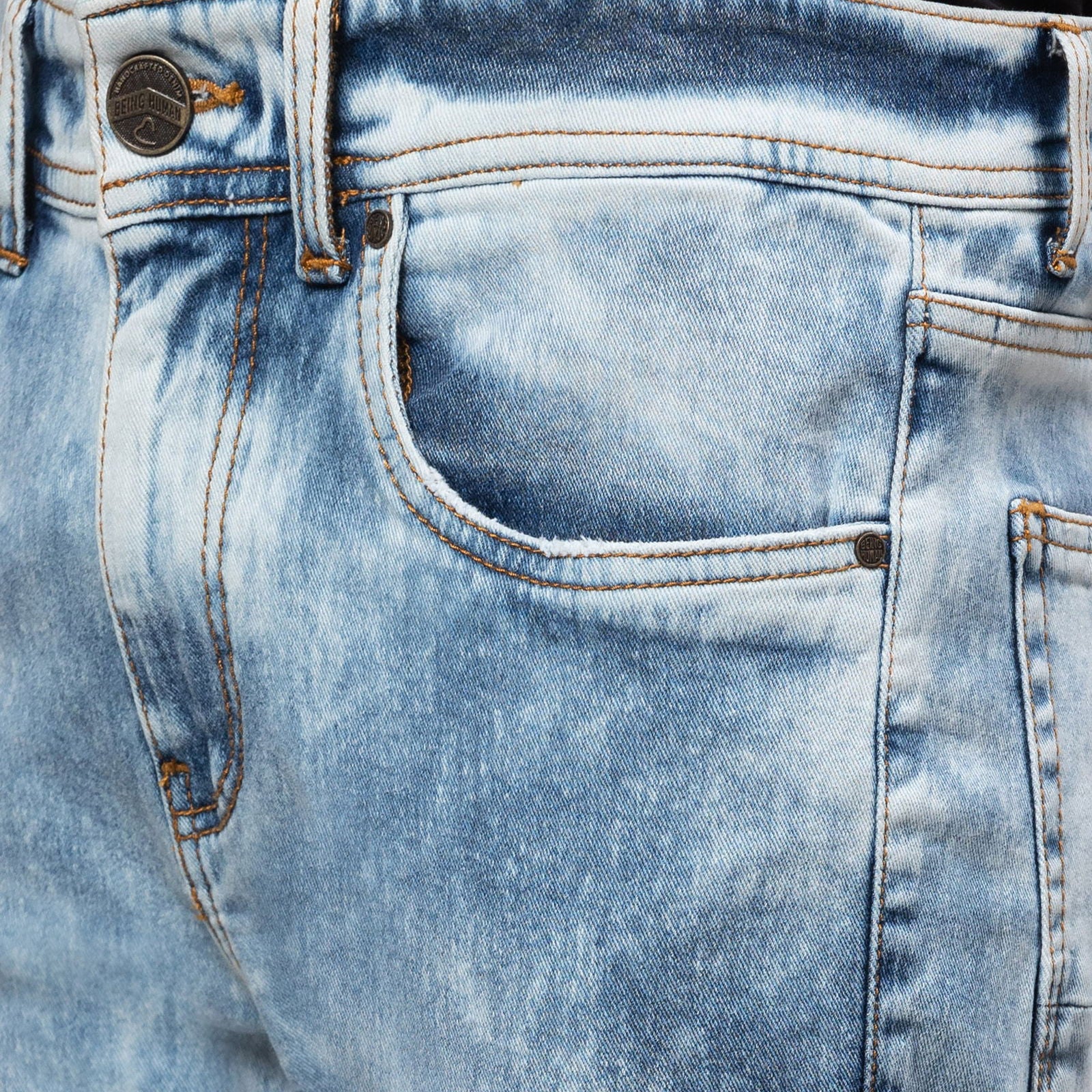 Being Human Men Slim Fit Denim-Light Tone - beinghumanbd - 
