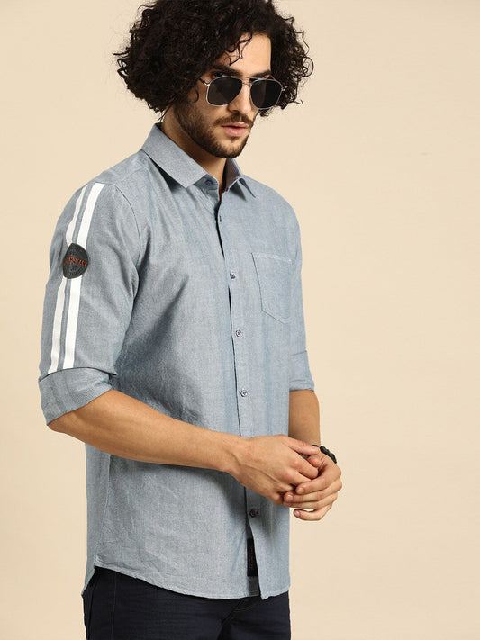 Being Human Men Slim Fit Shirts-Grey - beinghumanbd - 
