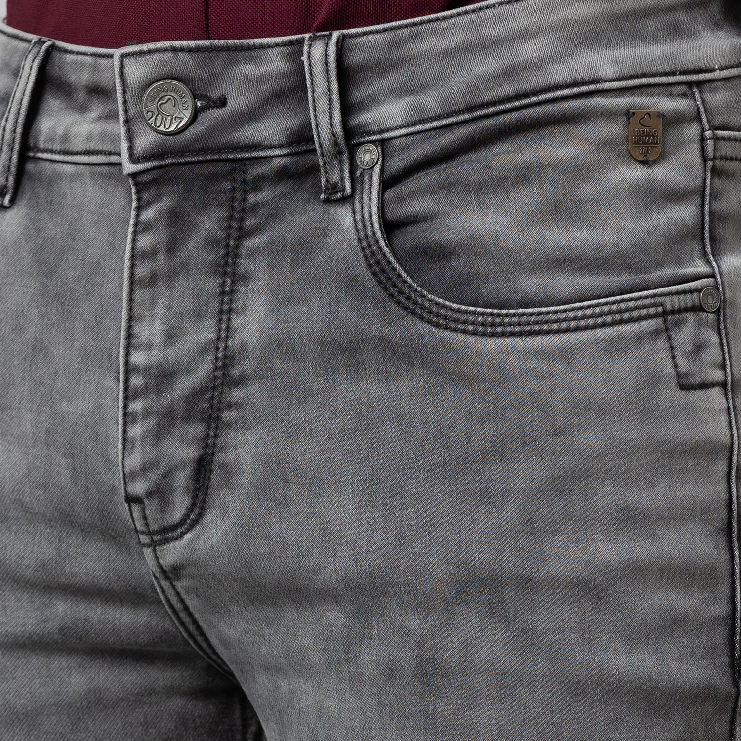 Being Human Men Slim State Fit Denim-Grey Tone - beinghumanbd - 