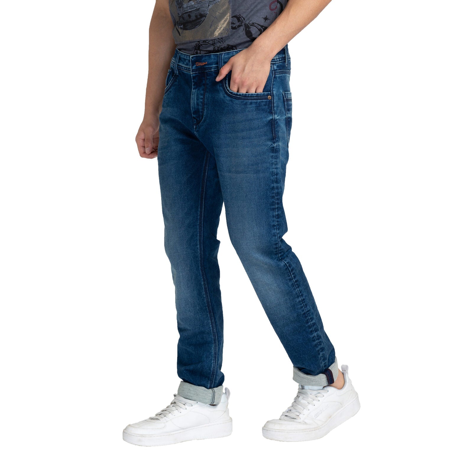 Being Human Men Slim Straight Fit Denim-Mid Tone - beinghumanbd - 