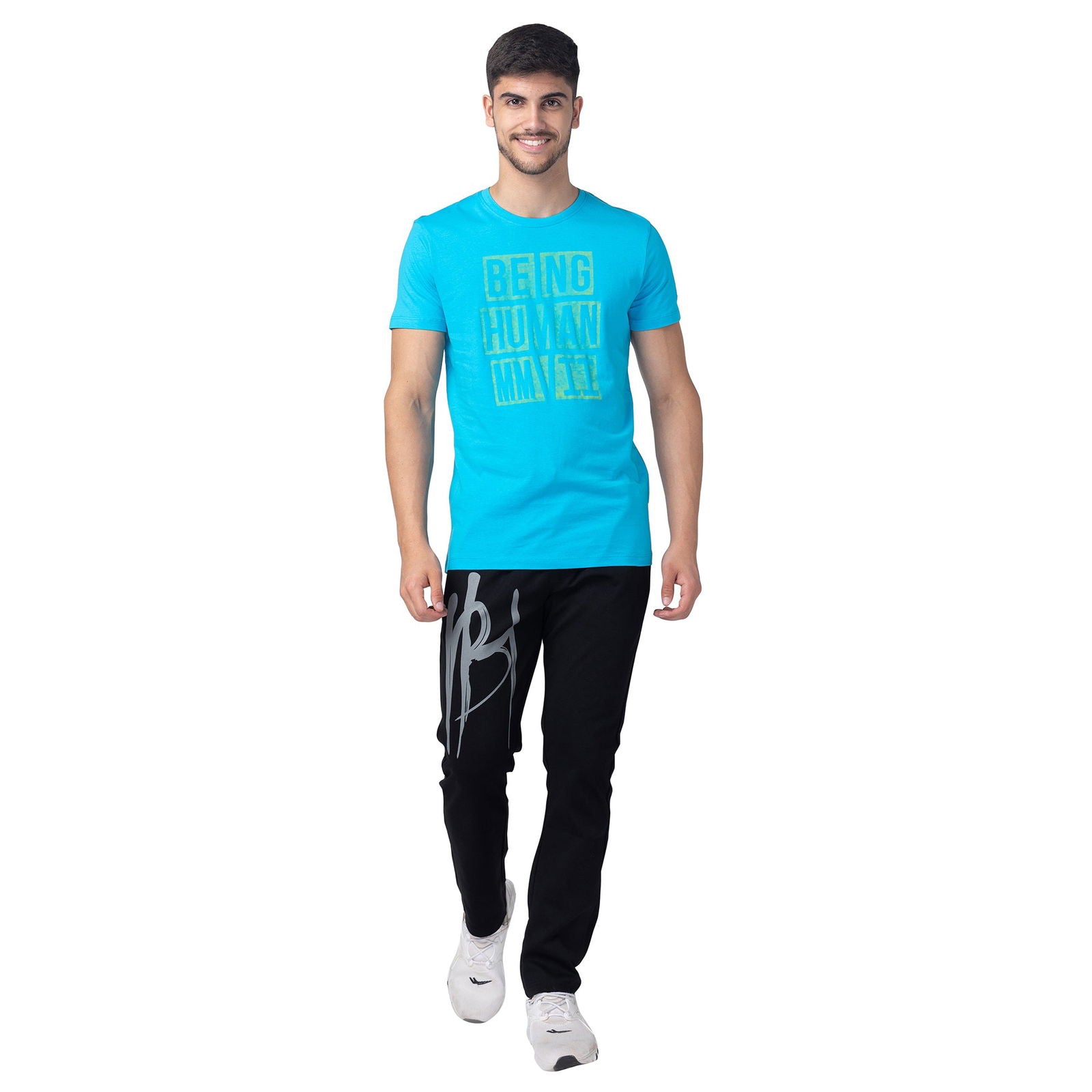 Being Human Men Track Pants-Black & Classic Blue - beinghumanbd - 