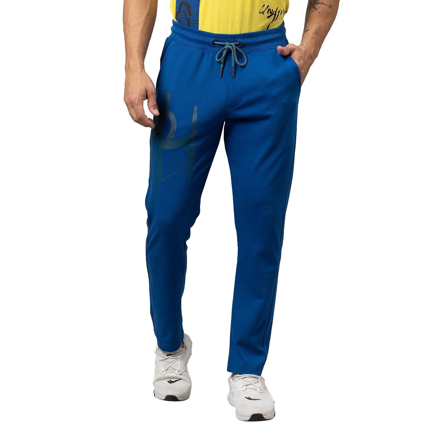 Being Human Men Track Pants-Black & Classic Blue - beinghumanbd - 