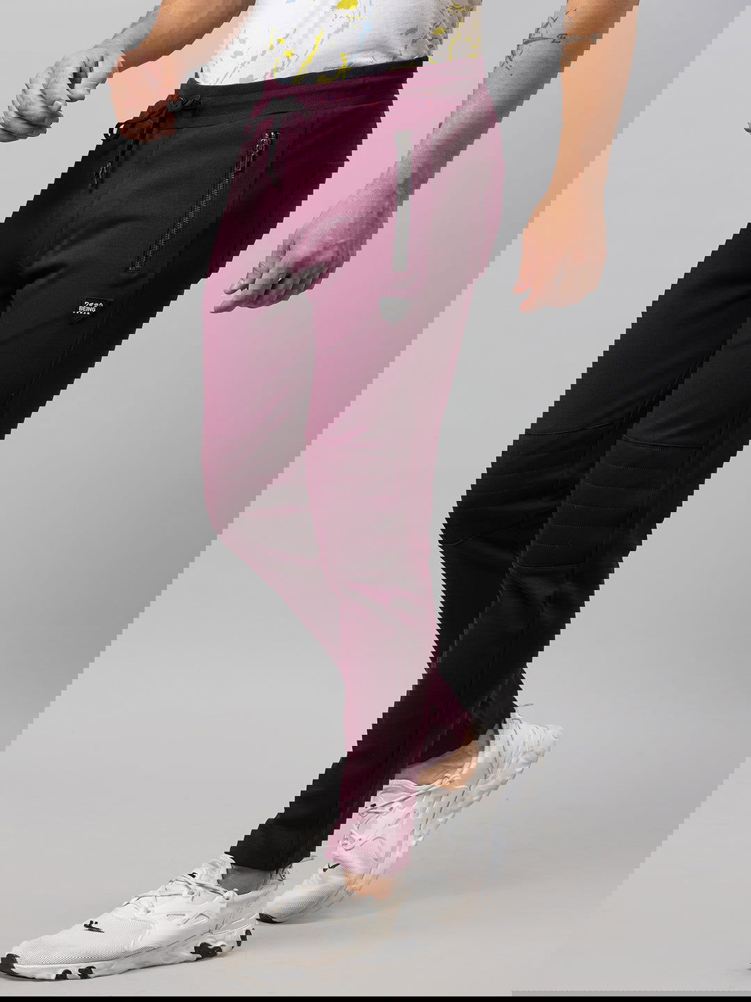 Being Human Men Track Pants-Black & Fig - beinghumanbd - 