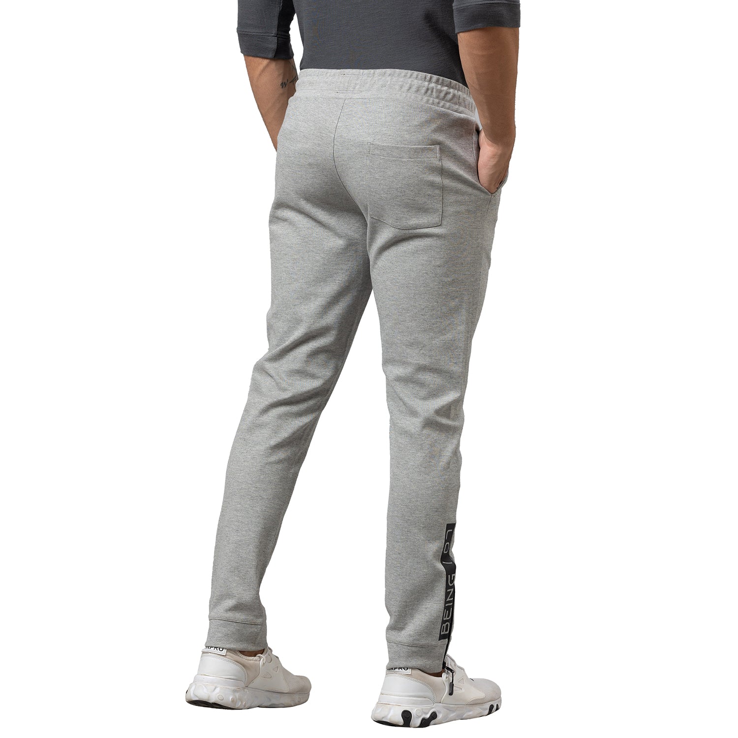 Being Human Men Track Pants-Black & Grey Melange - beinghumanbd - 