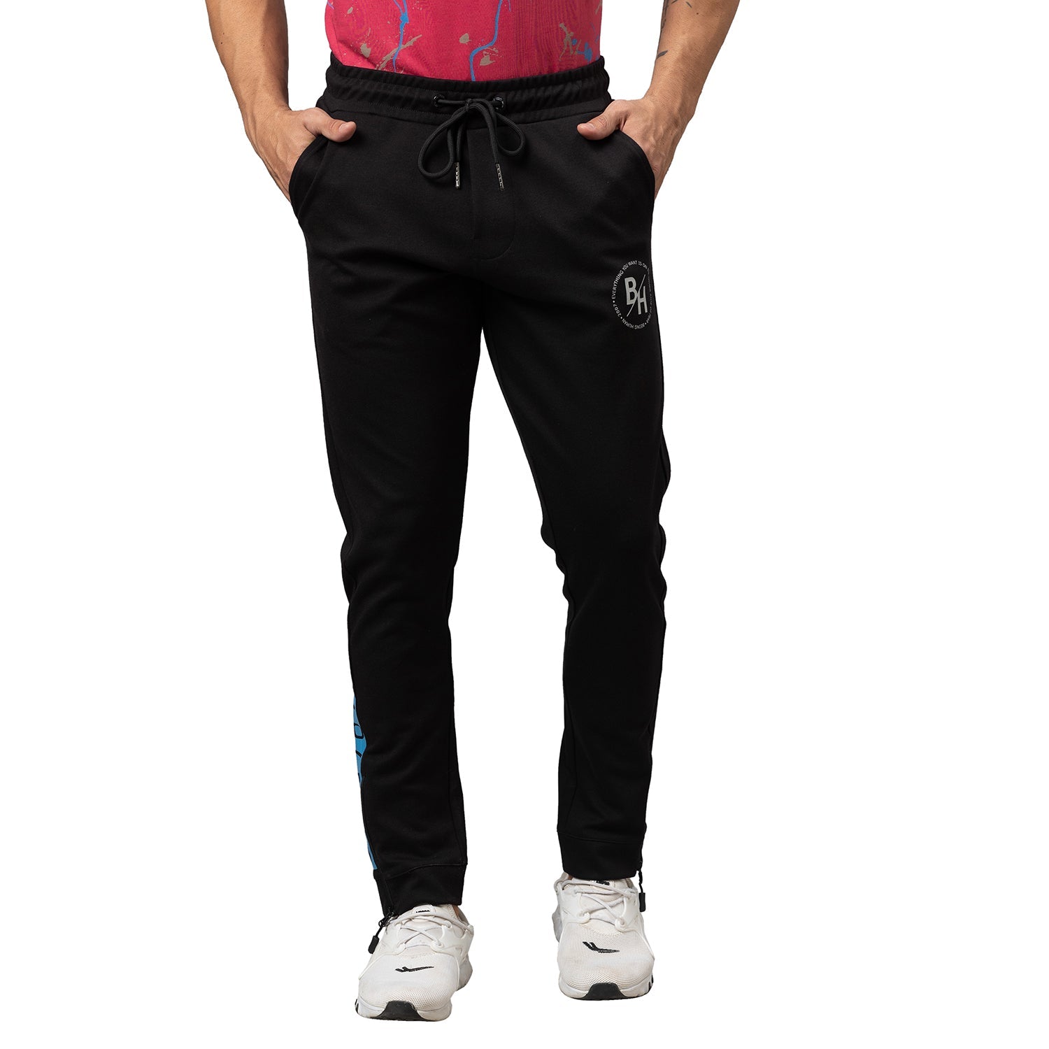 Being Human Men Track Pants-Black & Grey Melange - beinghumanbd - 