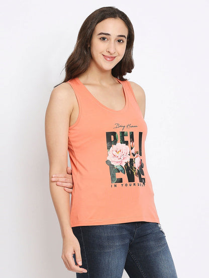 Being Human Semi Tank Fit Women Crew Neck T-Shirts-Mint Green & Geranium - beinghumanbd - 