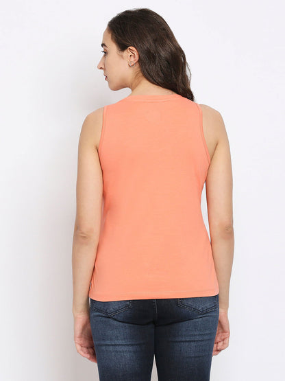 Being Human Semi Tank Fit Women Crew Neck T-Shirts-Mint Green & Geranium - beinghumanbd - 