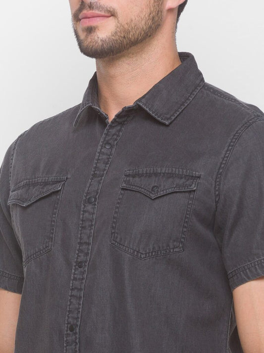 Being Human Slim Fit Men Collared Shirts-Gray - beinghumanbd - 