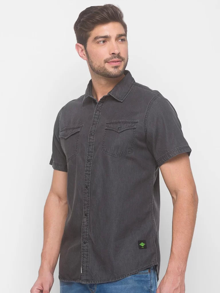 Being Human Slim Fit Men Collared Shirts-Gray - beinghumanbd - 