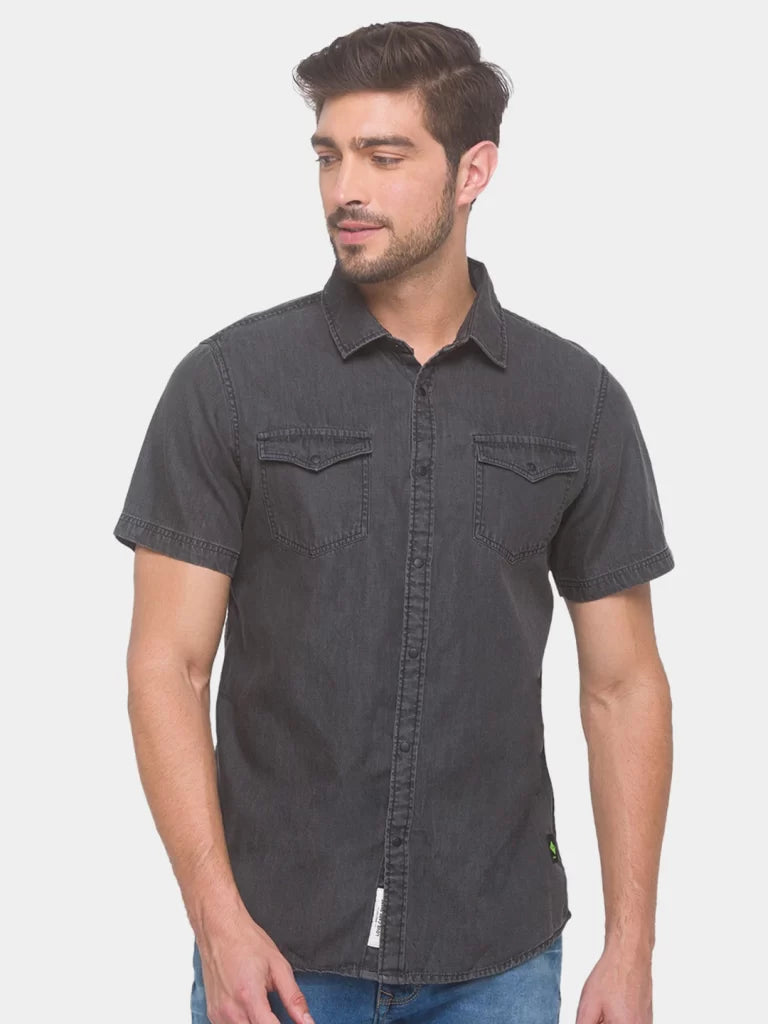 Being Human Slim Fit Men Collared Shirts-Gray - beinghumanbd - 