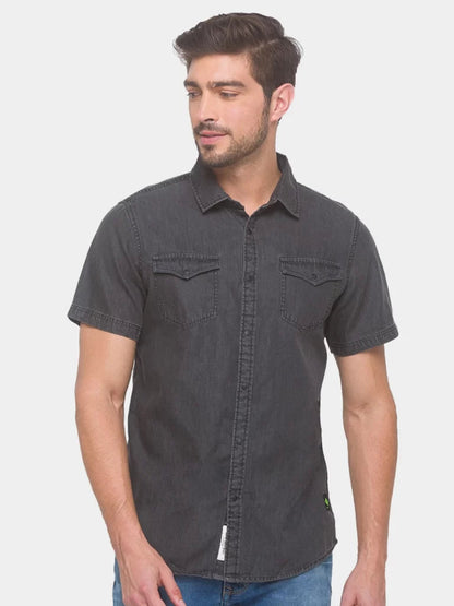 Being Human Slim Fit Men Collared Shirts-Gray - beinghumanbd - 