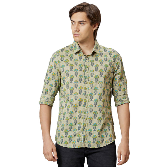 Being Human Slim Fit Men Collared Shirts-LT. Green - beinghumanbd - 